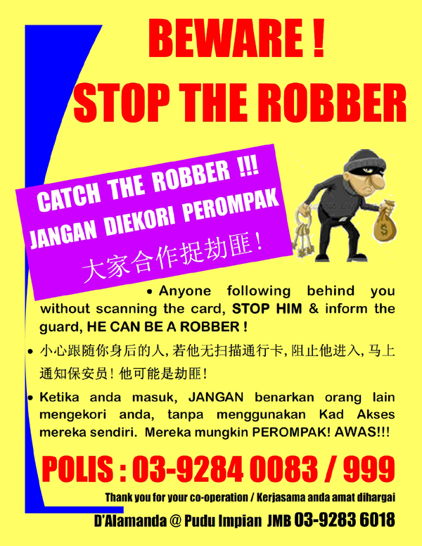 Safety Campaign - ' Stop The Robber! '
