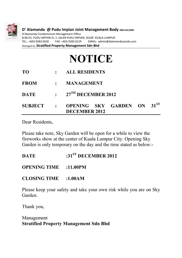 Roof Top Sky Garden is open on 2013 New Year Eve! :)