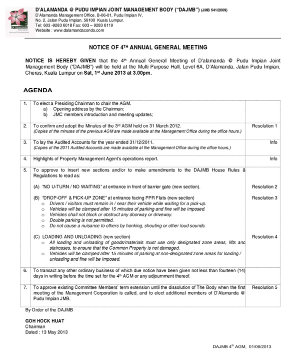 4th AGM - Agenda