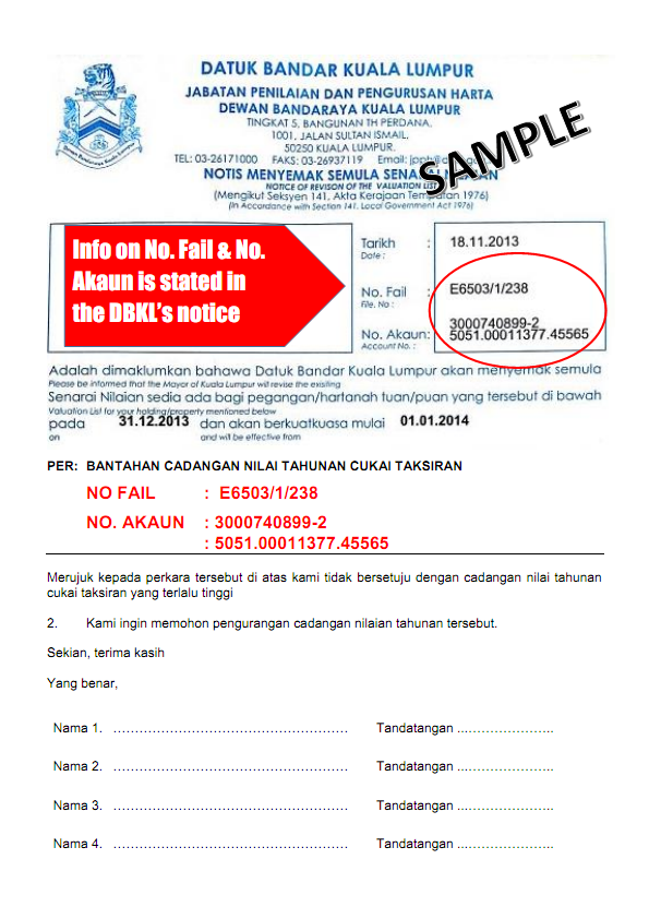 Sample - Correct way to fill in Protest Letter