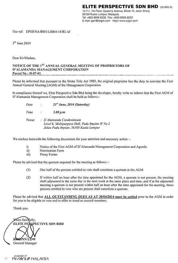 Developer's 1st AGM of the MC (Page 1)