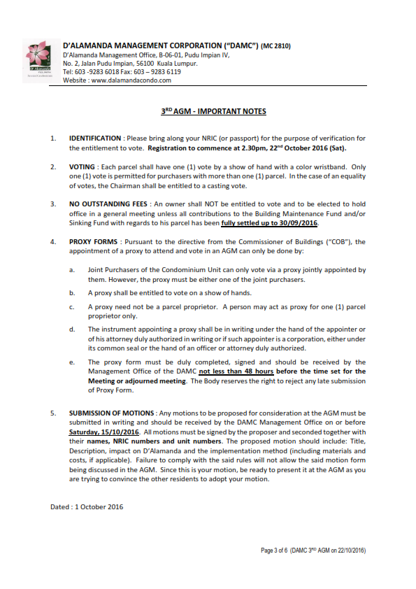 3rd AGM of D'Alamanda Management Corporation (Page 3)