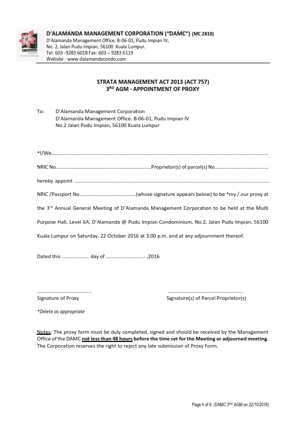 3rd AGM of D'Alamanda Management Corporation (Page 4)