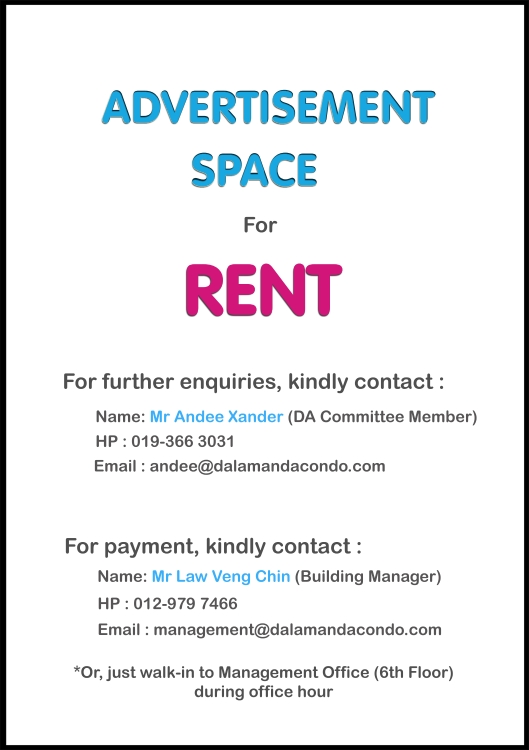 Notice Board - Advertisement Space For Rent